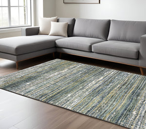 Homeroots 5' Artistic Green Geometric Area Rug - Stain Resistant Design For Stylish Living Spaces & Homes 10' X 13' Polyester 575064