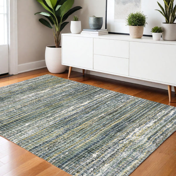 Homeroots 5' Artistic Green Geometric Area Rug - Stain Resistant Design For Stylish Living Spaces & Homes 4' X 6' Polyester 575065