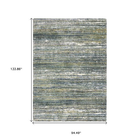 Homeroots 5' Artistic Green Geometric Area Rug - Stain Resistant Design For Stylish Living Spaces & Homes 8' X 11' Polyester 575067
