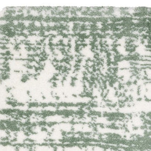 Homeroots 5' Abstract Green And Ivory Area Rug - Perfect For Kids And Pets, Stain Resistant, Artful Design 7' X 10' Polyester 575076