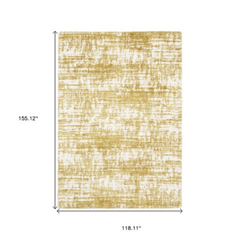 Homeroots 5' Abstract Green And Ivory Area Rug - Perfect For Kids And Pets, Stain Resistant, Artful Design 10' X 13' Polyester 575078