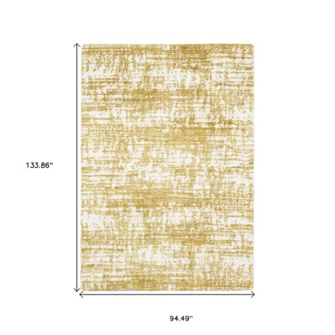 Homeroots 5' Abstract Green And Ivory Area Rug - Perfect For Kids And Pets, Stain Resistant, Artful Design 8' X 11' Polyester 575082