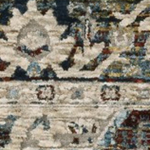 Homeroots 5' Ivory Brown And Red Medallion Area Rug With Fringe – Stain Resistant, Stylish Addition To Any Room 5' X 8' Polyester 575083