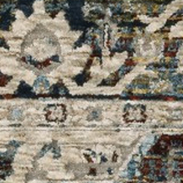 Homeroots 5' Ivory Brown And Red Medallion Area Rug With Fringe – Stain Resistant, Stylish Addition To Any Room 5' X 8' Polyester 575083