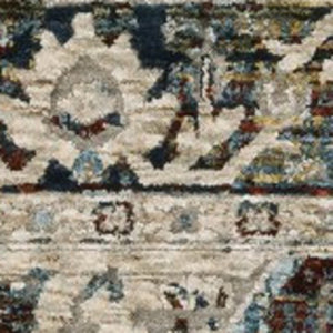 Homeroots 5' Ivory Brown And Red Medallion Area Rug With Fringe – Stain Resistant, Stylish Addition To Any Room 10' X 13' Polyester 575084