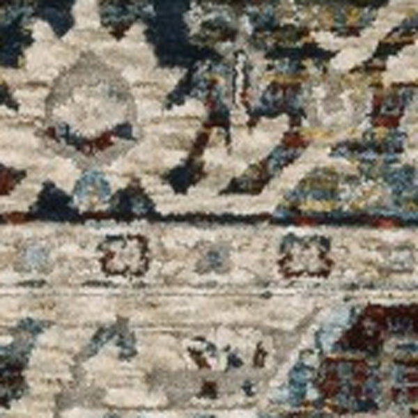 Homeroots 5' Ivory Brown And Red Medallion Area Rug With Fringe – Stain Resistant, Stylish Addition To Any Room 8' X 11' Polyester 575086