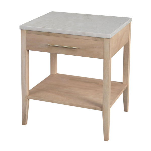 Butler Specialty Mayfair 1-drawer Nightstand With Elegant Marble Top And Antique Brass Hardware For Bedroom Storage Light Brown Java Wood,Gamelina Veneer,Mdf,Marble 5751455-butler