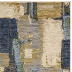 Homeroots 2' Blue Abstract Area Rug With Fringe - Stylish Design For Comfort And Warmth In Any Space 2' X 3' Wool Blend 575195