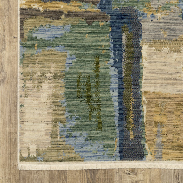 Homeroots 2' Blue Abstract Area Rug With Fringe - Stylish Design For Comfort And Warmth In Any Space 2' X 3' Wool Blend 575195