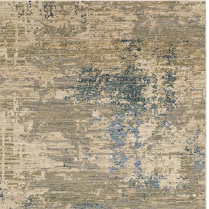 Homeroots 2' Stylish Beige And Blue Abstract Area Rug With Fringe For A Chic And Cozy Home Décor Touch 2' X 3' Wool Blend 575197