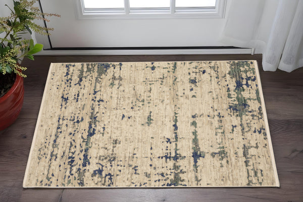 Homeroots 2' Beige Abstract Area Rug With Fringe - Artistic Touch For Your Living Space, Perfectly Chic Design 2' X 3' Wool Blend 575198
