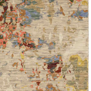 Homeroots 2' Stylish Beige And Red Abstract Area Rug With Fringe - Perfect Accent For Any Room Decor 2' X 3' Wool Blend 575199