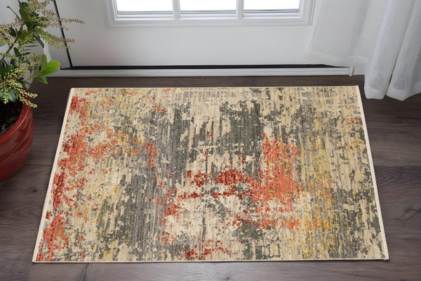 Homeroots 2' Beige And Pink Abstract Area Rug With Fringe – Stylish Design For Cozy Home Décor Upgrade 2' X 3' Wool Blend 575200