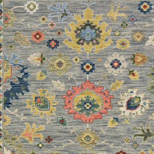 Homeroots 2' Gray Blue And Yellow Oriental Area Rug With Fringe – Stylish Design To Enhance Your Home Decor 2' X 3' Wool Blend 575201