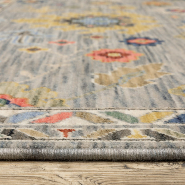 Homeroots 2' Gray Blue And Yellow Oriental Area Rug With Fringe – Stylish Design To Enhance Your Home Decor 2' X 3' Wool Blend 575201