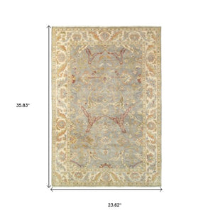 Homeroots 2' Elegant Gray Wool Oriental Hand Knotted Area Rug For Timeless Style And Cozy Ambiance 2' X 3' Wool 575212