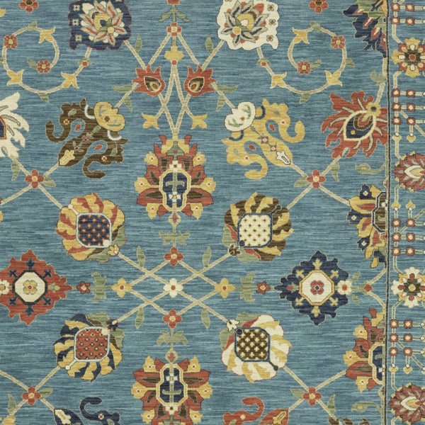 HomeRoots 5' Timeless Blue Yellow Ivory Oriental Area Rug - Durable, Elegant Design with Stylish Fringe Finish 3' X 5' 575215
