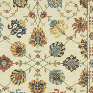 HomeRoots 5' Timeless Blue Yellow Ivory Oriental Area Rug - Durable, Elegant Design with Stylish Fringe Finish 3' X 5' 575217