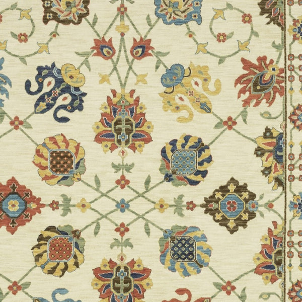 HomeRoots 5' Timeless Blue Yellow Ivory Oriental Area Rug - Durable, Elegant Design with Stylish Fringe Finish 3' X 5' 575217