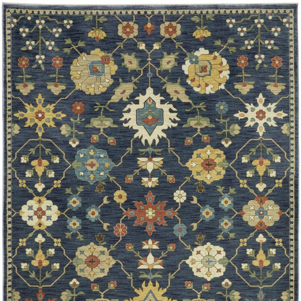 Homeroots 5' Blue Oriental Area Rug With Fringe – Stain Resistant, Stylish Design Perfect For Any Room Decor 3' X 5' Polypropylene 575219