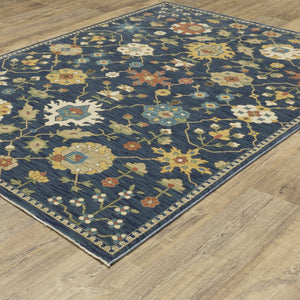 Homeroots 5' Blue Oriental Area Rug With Fringe – Stain Resistant, Stylish Design Perfect For Any Room Decor 3' X 5' Polypropylene 575219