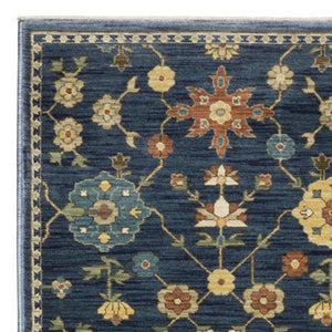 Homeroots 5' Blue Oriental Area Rug With Fringe – Stain Resistant, Stylish Design Perfect For Any Room Decor 8' Runner Polypropylene 575220