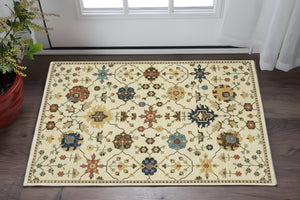 Homeroots 5' Blue Oriental Area Rug With Fringe – Stain Resistant, Stylish Design Perfect For Any Room Decor 3' X 5' Polypropylene 575221