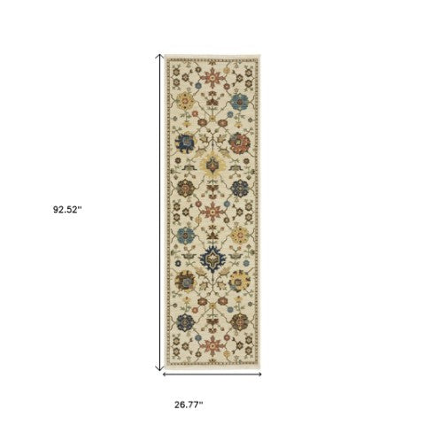 Homeroots 5' Blue Oriental Area Rug With Fringe – Stain Resistant, Stylish Design Perfect For Any Room Decor 8' Runner Polypropylene 575222