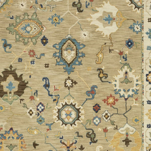 Homeroots 5' Elegant Beige And Light Blue Oriental Area Rug With Fringe - Stain Resistant For Any Decor 3' X 5' Polypropylene 575225