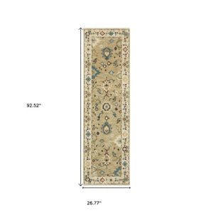 Homeroots 5' Elegant Beige And Light Blue Oriental Area Rug With Fringe - Stain Resistant For Any Decor 8' Runner Polypropylene 575226