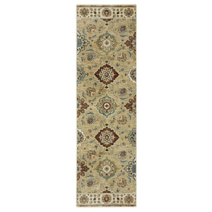 HomeRoots 5' Elegant Tan Ivory Brown Floral Area Rug - Durable, Stain-Resistant, Timeless Design with Fringe 8' Runner 575228
