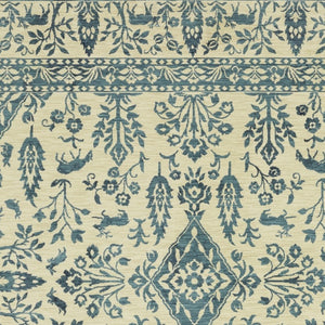 HomeRoots 5' Elegant Ivory and Blue Oriental Area Rug with Fringe - Stain Resistant, Ideal for Any Room 3' X 5' 575233