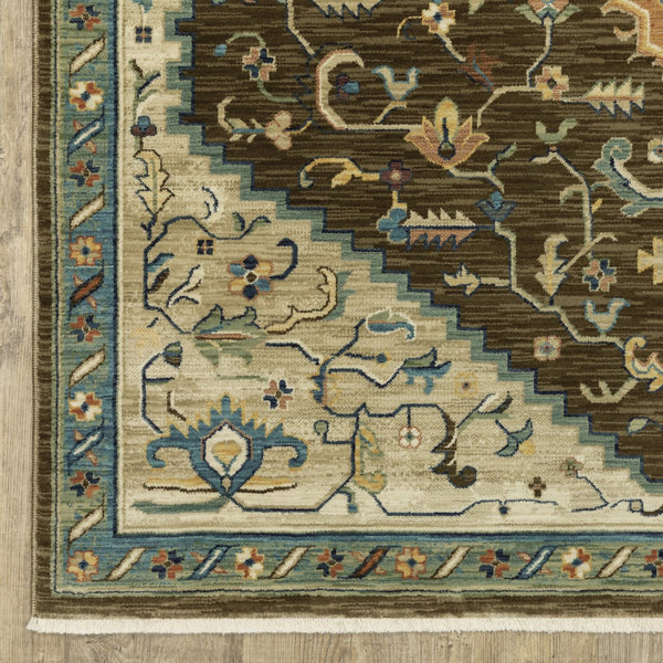 Homeroots 5' Brown Oriental Area Rug With Fringe - Stain Resistant, Warm Design Perfect For Homes With Kids & Pets 3' X 5' Polypropylene 575237