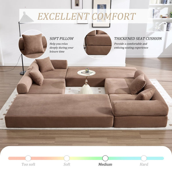 English Elm United We Win Convertible Sofa Bed With Memory Foam, Cloud Corduroy Upholstery For Cozy Spaces W1568S00253-GIGA