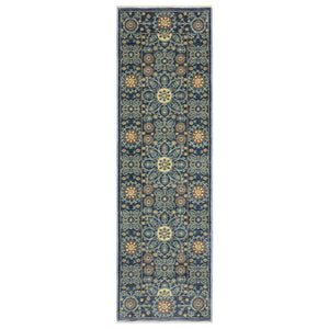 HomeRoots 5' Blue and Rust Medallion Area Rug - Classic Design with Fringed Edges, Stain & Fade Resistant Quality 8' Runner 575242
