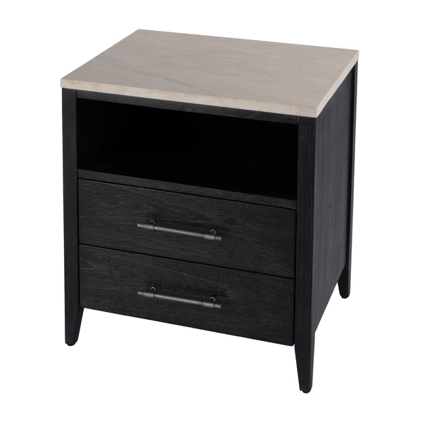 Butler Specialty Mayfair 1-drawer Nightstand With Elegant Marble Top And Antique Silver Hardware For Modern Bedrooms Black Mindi Wood,Mindi Veneer,Mdf,Marble 5752432-butler
