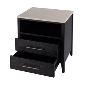 Butler Specialty Mayfair 1-drawer Nightstand With Elegant Marble Top And Antique Silver Hardware For Modern Bedrooms Black Mindi Wood,Mindi Veneer,Mdf,Marble 5752432-butler