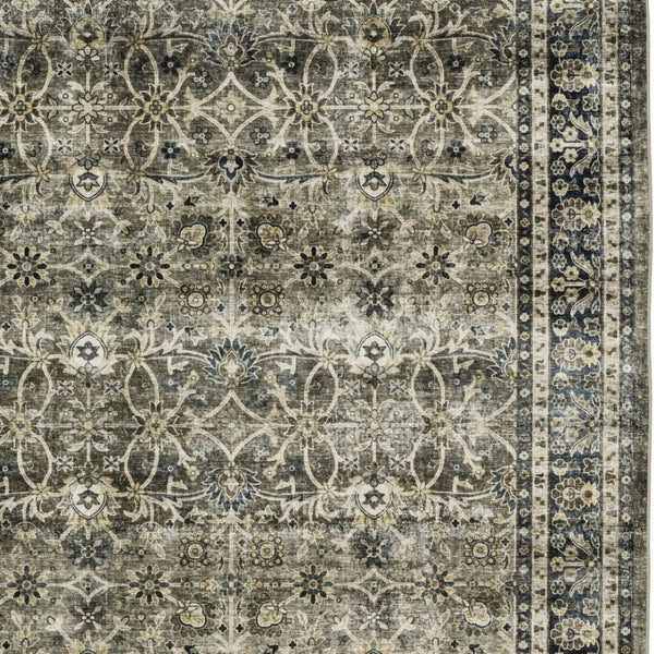 Homeroots 4' Charcoal And Blue Oriental Distressed Area Rug - Stylish, Stain-resistant, Perfect For Any Space 4' X 6' Polyester 575246