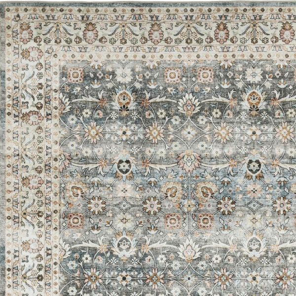 Homeroots 4' Teal Oriental Distressed Area Rug - Stylish, Non-skid, Stain-resistant Design For Any Room 4' X 6' Polyester 575247