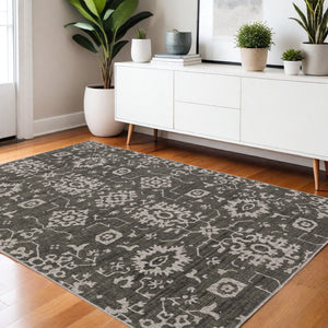 Homeroots 5' Elegant Ivory Oriental Area Rug – Stain Resistant, Perfect For Homes With Kids And Pets, 5x8 4' X 6' Polyester 575248
