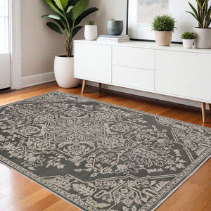 Homeroots 10' Elegant Power Loom Oriental Area Rug In Blue - Stain Resistant, Perfect For Kids And Pets! 4' X 6' Polyester 575249