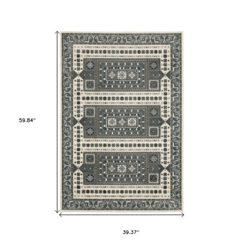 Homeroots 3' Gray Medallion Area Rug - Stylish, Stain-resistant, Perfect For Kids And Pets, Elevate Your Space! 3' X 5' Polypropylene,Polyester 575254