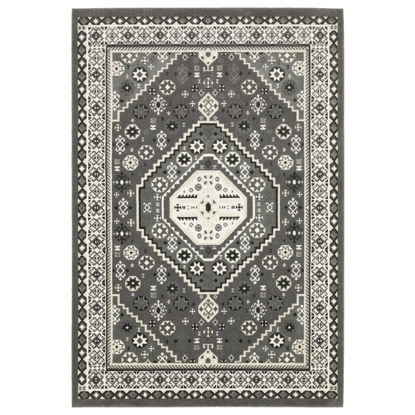 Homeroots 3' Gray Medallion Area Rug – Stylish, Stain-resistant Design To Elevate Your Living Space Decor 3' X 5' Polypropylene,Polyester 575255