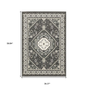 Homeroots 3' Gray Medallion Area Rug – Stylish, Stain-resistant Design To Elevate Your Living Space Decor 3' X 5' Polypropylene,Polyester 575255