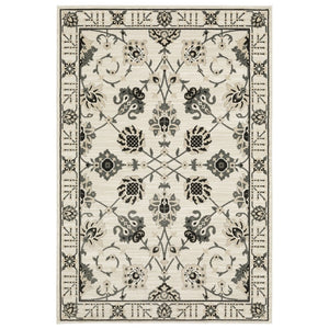 HomeRoots 3' Ivory and Gray Oriental Area Rug - Timeless Design, Stain Resistant, Perfect for High-Traffic Areas 3' X 5' 575256