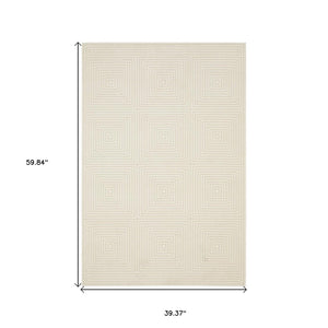 HomeRoots 3' Stylish Ivory and Beige Geometric Area Rug - Durable, Low-Maintenance Design for Modern Homes 3' X 5' 575257