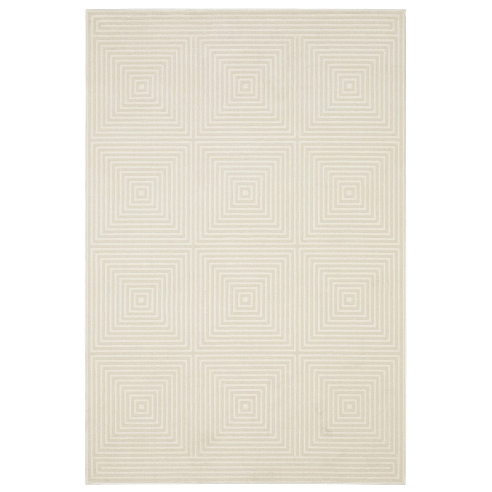 HomeRoots 3' Stylish Ivory and Beige Geometric Area Rug - Durable, Low-Maintenance Design for Modern Homes 3' X 5' 575257