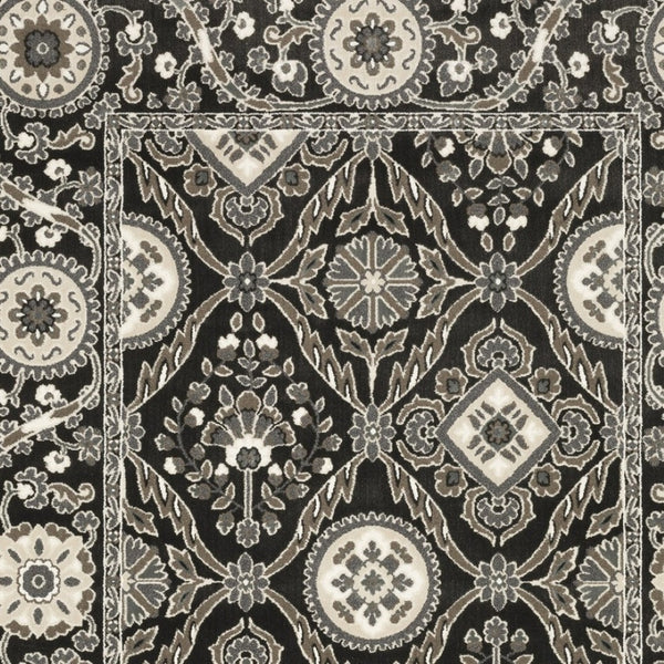 Homeroots 3' Charcoal Oriental Area Rug - Stylish, Stain-resistant Design For Warmth And Elegance In Any Room 3' X 5' Polypropylene,Polyester 575258