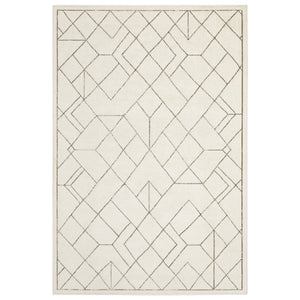 Homeroots 3' Stylish Ivory Geometric Area Rug – Stain Resistant, Soft Texture For A Cozy Home Atmosphere 3' X 5' Polypropylene,Polyester 575259