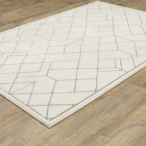 Homeroots 3' Stylish Ivory Geometric Area Rug – Stain Resistant, Soft Texture For A Cozy Home Atmosphere 3' X 5' Polypropylene,Polyester 575259